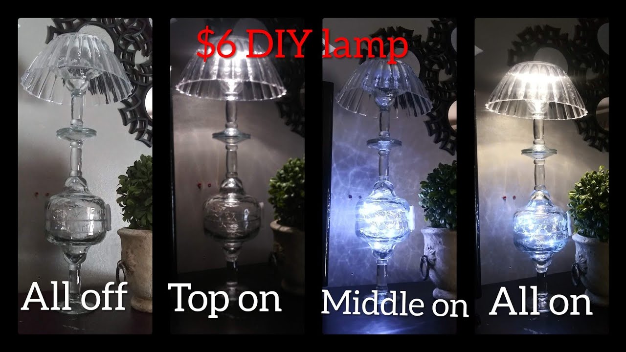 $6 DIY dollar tree lamp farmhouse to glamorous style