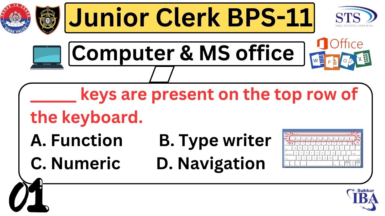 Most repeated computer MCQs | Ms office | Junior clerk | Past papers | SSU | STS | IBA | SIBA | 01