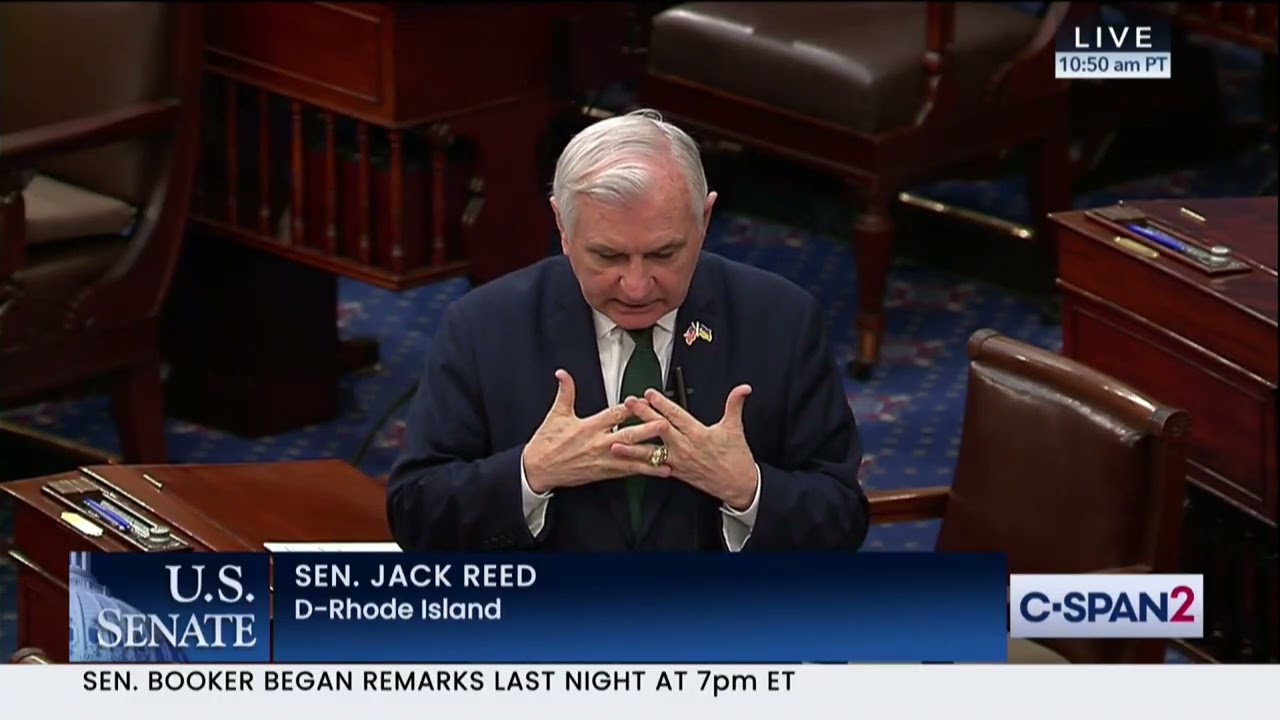 Reed Stands with Booker in Holding Senate Floor to Discuss Destabilizing Impact of Trump’s Policies
