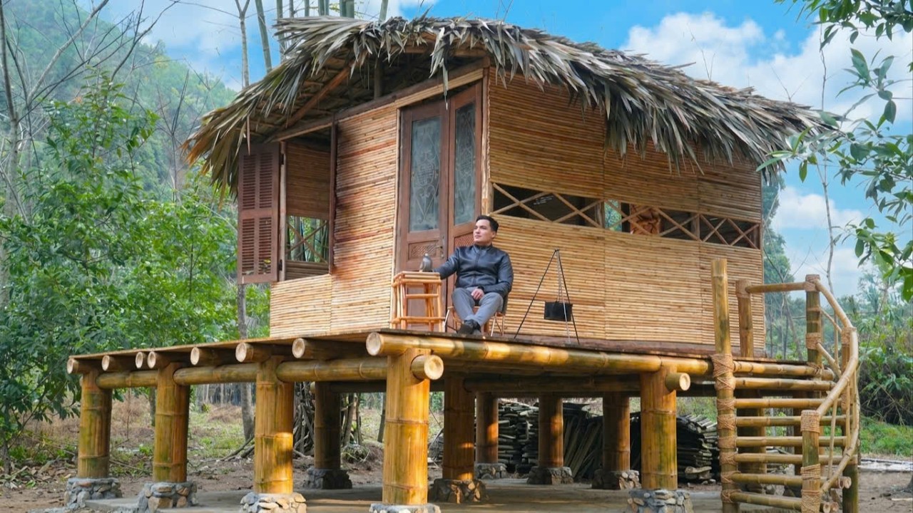 Mr. Khoi personally installed the beautiful mahogany doors and steps at his mansion in the forest.