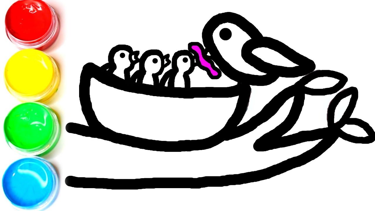 💖 Glitter BIRDS NEST Coloring Page, Drawing, and Painting for Kids and Toddlers