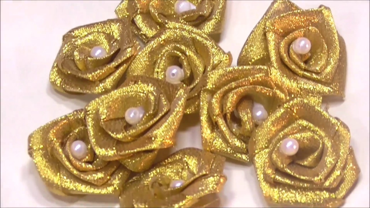 RIBBON ROSES- HOW TO MAKE RIBBON ROSES FOR DECORATIONS