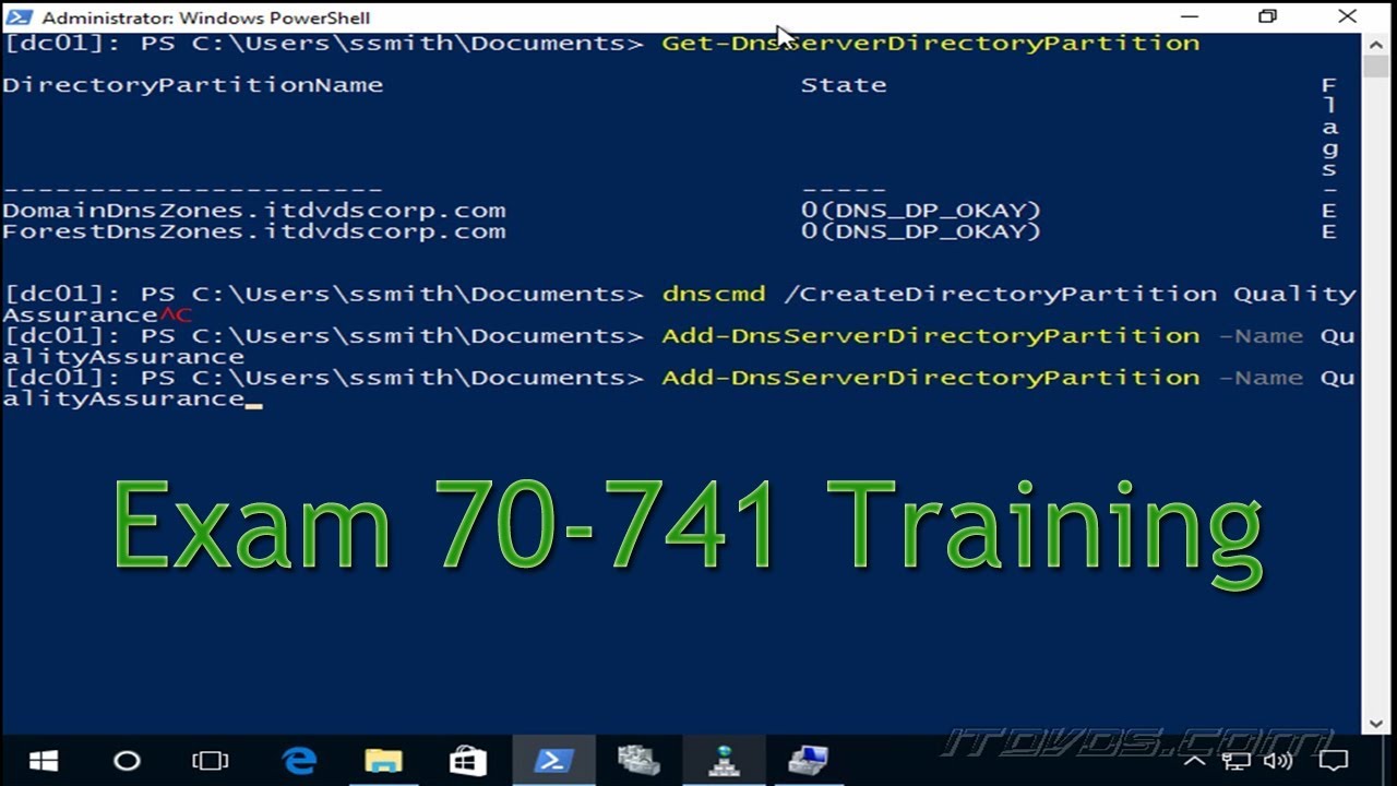 Create Custom Active Directory Partitions for DNS Zone Replication - Exam 70-741