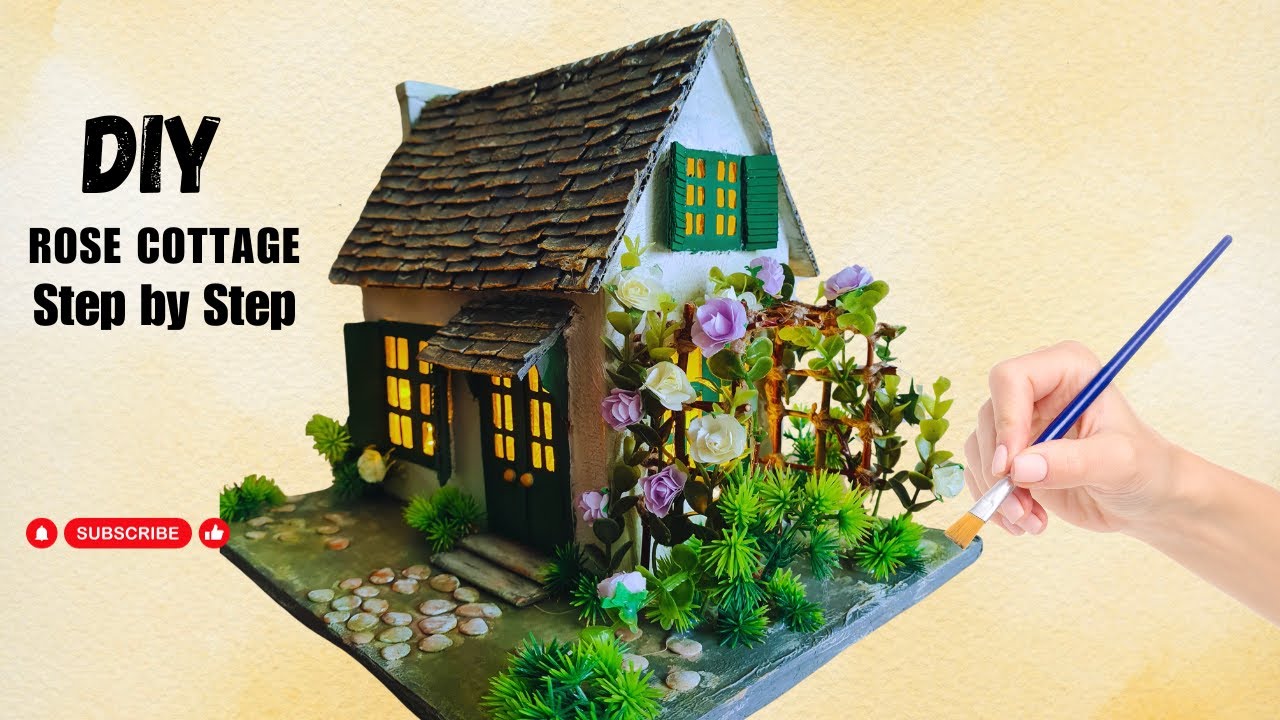 How to Make Rose Cottage from Cardboard | DIY Project @DIYAtelier