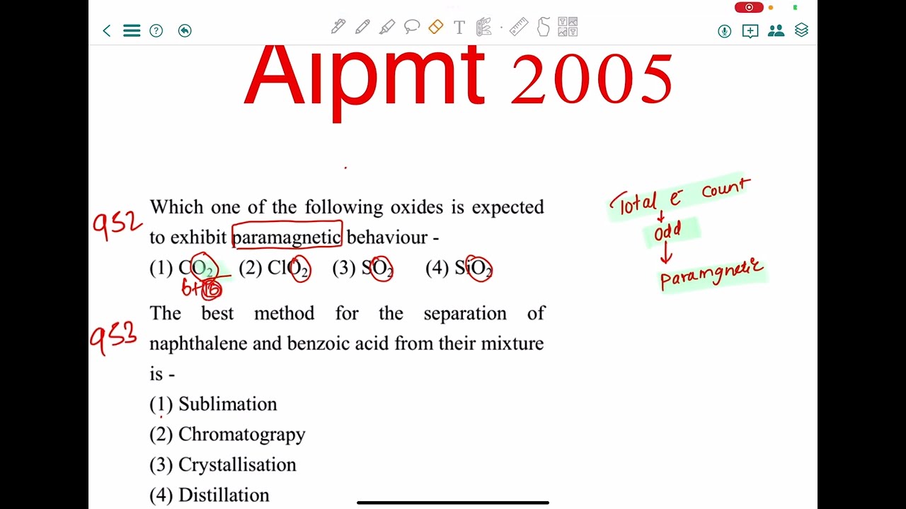 Neet 2005(aipmt) chemistry paper video aolution