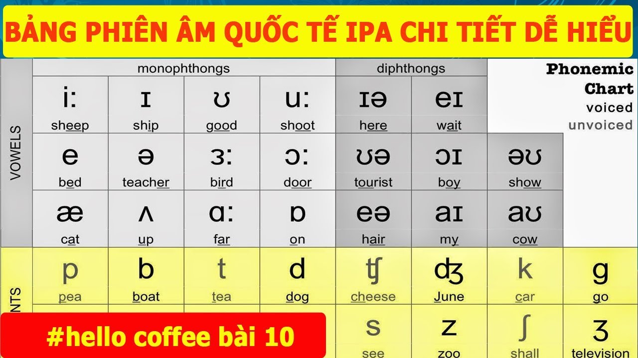 Học Phát Âm Tiếng Anh - Bảng Phiên Âm Quốc Tế IPA - Phát Âm Phụ Âm Tiếng Anh - Hello Coffee Bài 10
