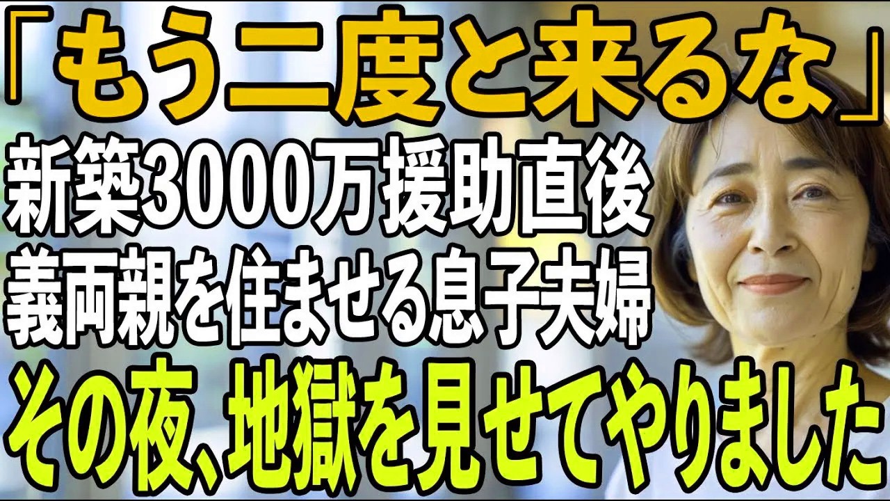 「もう二度と来ないで」3000万円援助した直後”義両親と住むから”と私を追い出す息子夫婦。その夜、静かに微笑んだ私は”ある切り札”を実行→翌日、2人は言葉を失った【シニアライフ】【60
