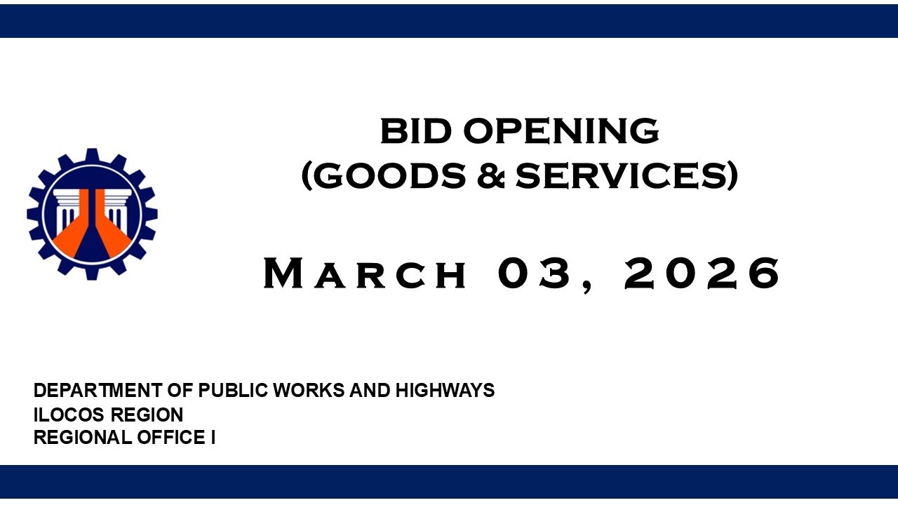 Procurement Livestream for DPWH ROI on March 03, 2026 BID OPENING (Goods and Services)