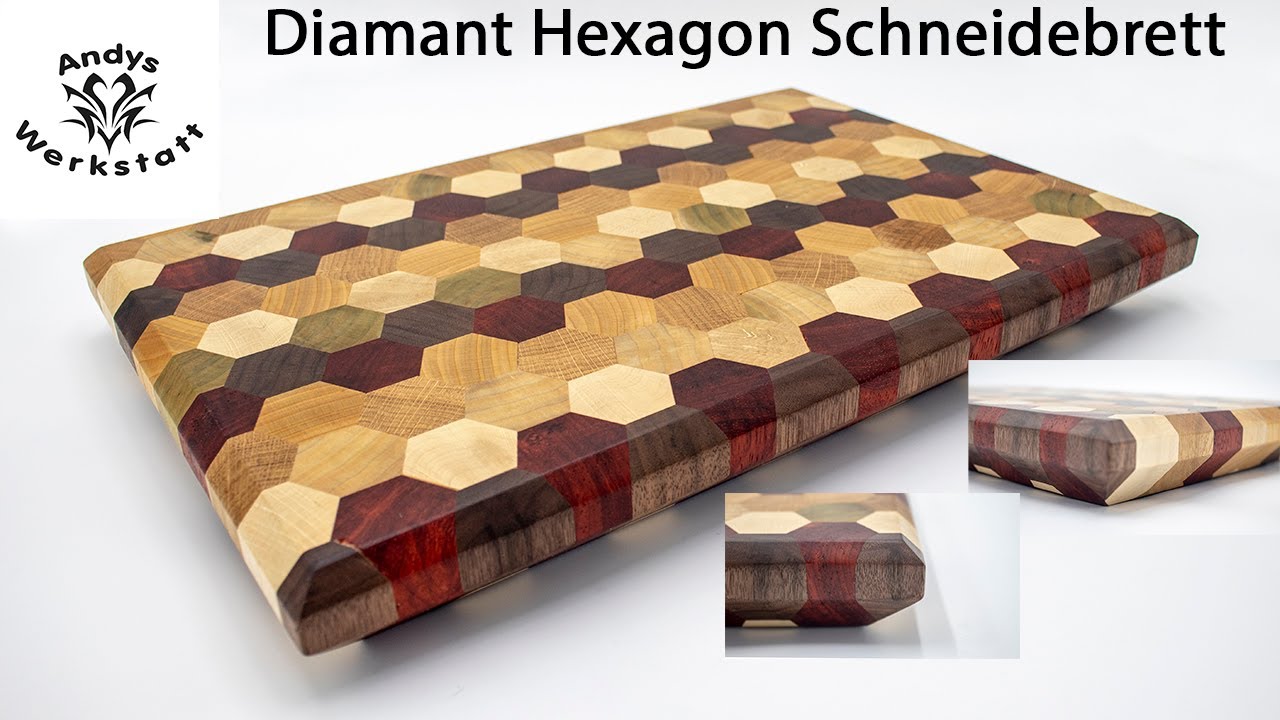 Wie geht das? Diamant Hexagon Schneidebrett aus 6 Holzsorten