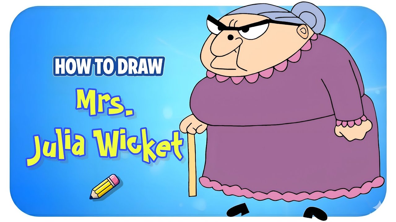 Drawing Mrs. Julia Wicket - Mr Bean cartoon step by step 