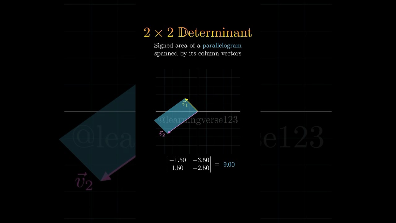 A geometric representation of 2d determinant #math #manim #linearalgebra