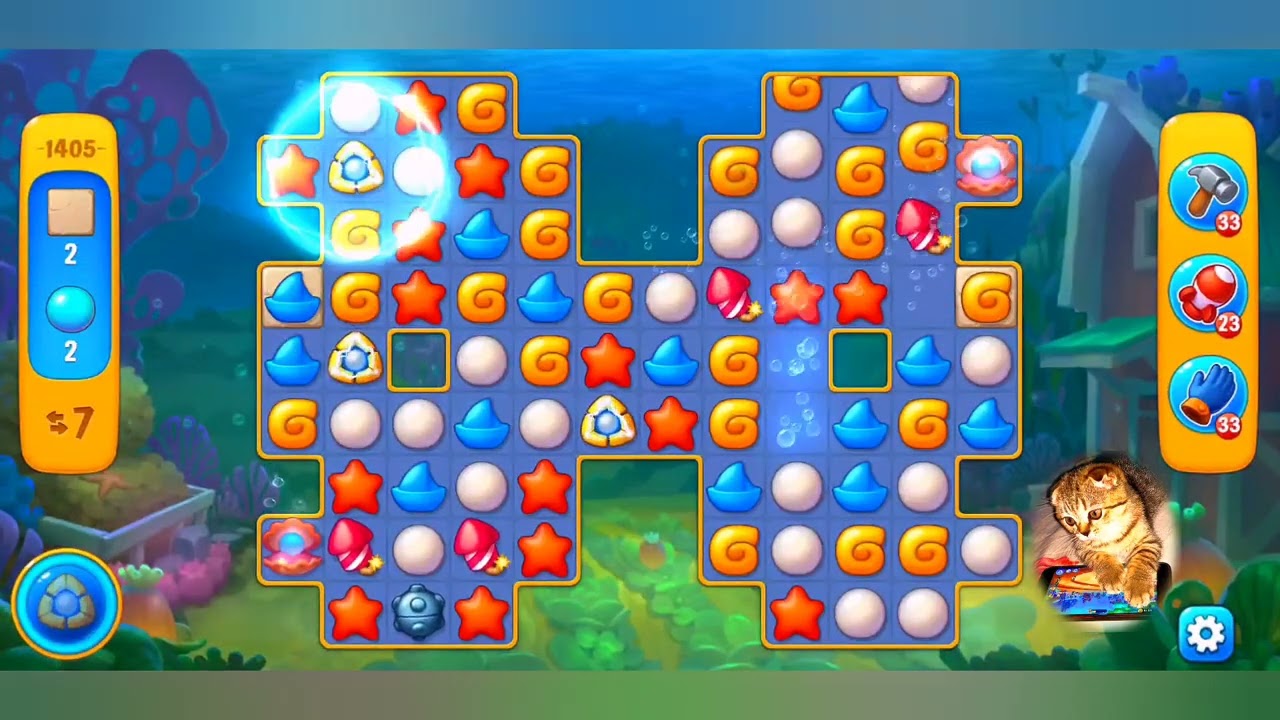 Fishdom,1405 level,no Booster - 1405 уровень, прохождение без бустеров.