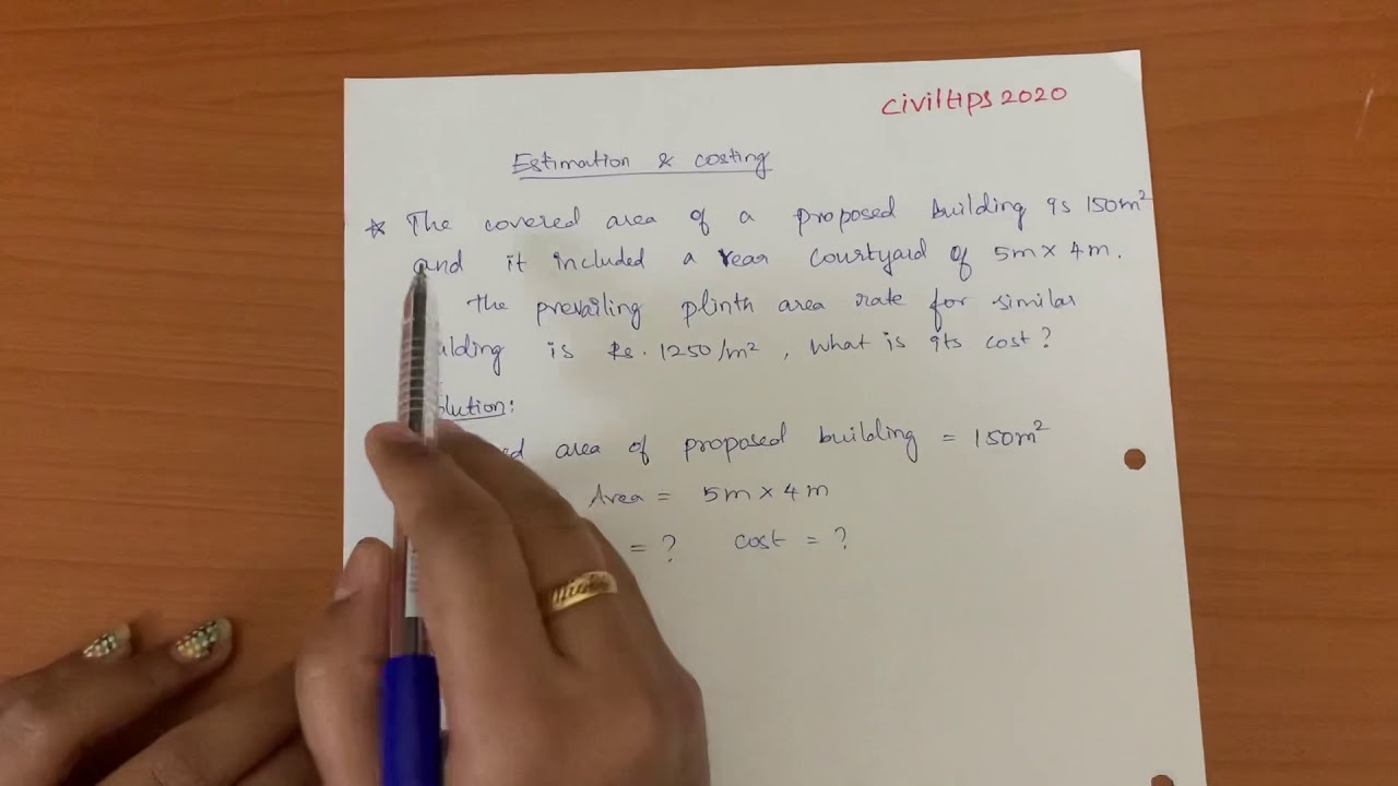 Tamil/Estimation and Costing/sum/plinth area/total cost of building/Exam Preparations