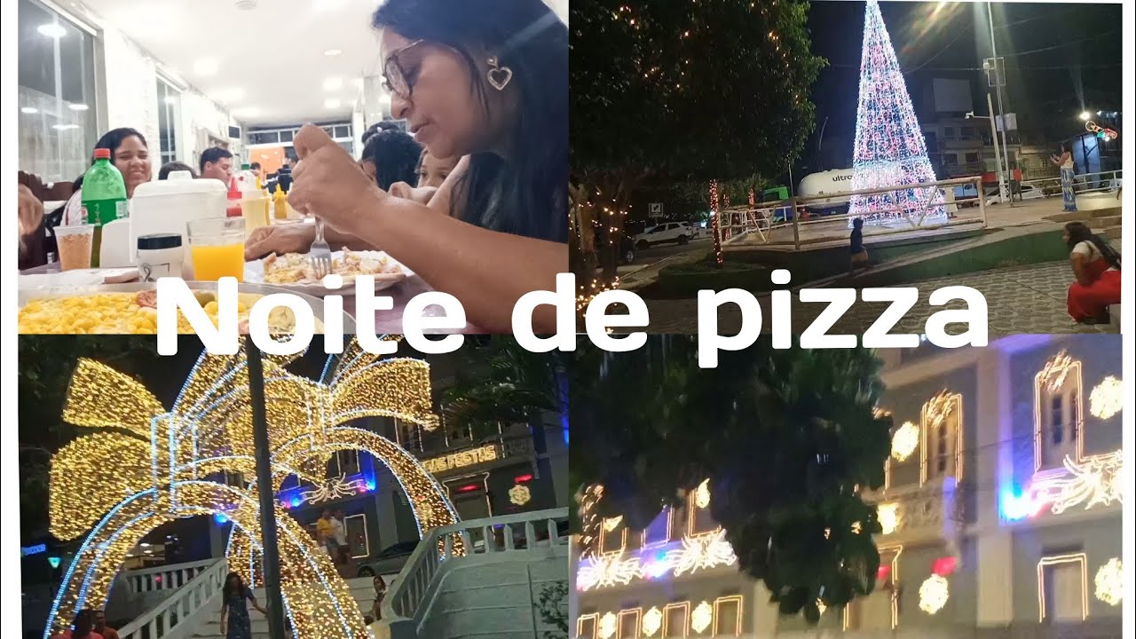 Noite de pizza/fui ver uma árvore 🌲 gigante no centro da cidade #decoraçãodenatal 