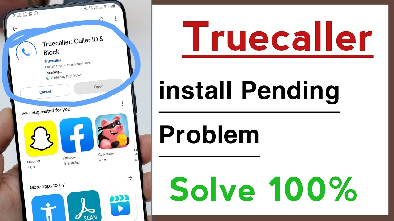 Truecaller install Pending Problem, Play Store Install Pending Problem in Truecaller
