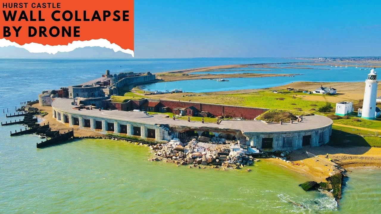 Hurst Castle - COLLAPSED WALL BY DRONE - 4K