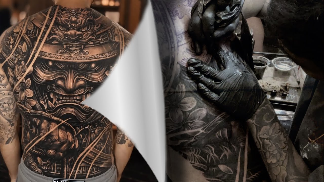 JAPANESE REALIST TATTOO HANNYA SAMURAI - FULL BACK TATTOO