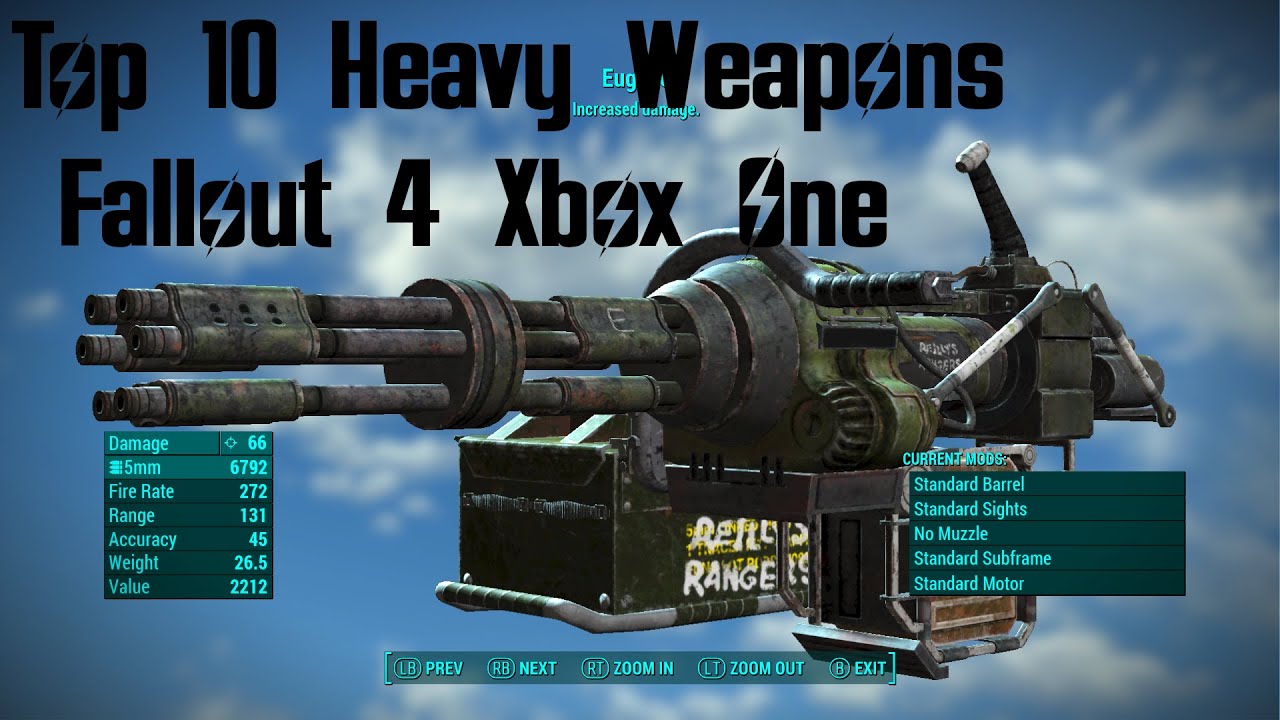 Top 10 Heavy Weapon Mods Fallout 4 Xbox One (XB1) #Fallout4 #Fallout4Mods #Fallout4Top10