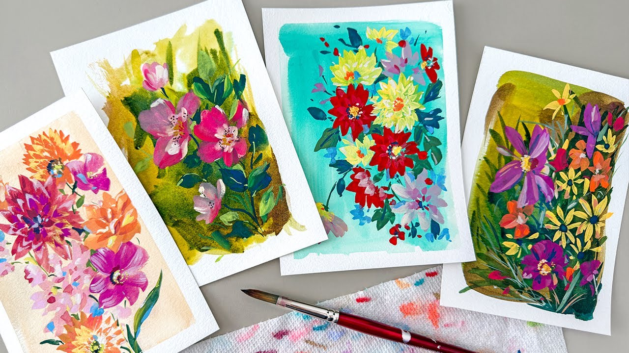 Messy Acrylic Inks & Soft Gouache Florals (No Sketch)