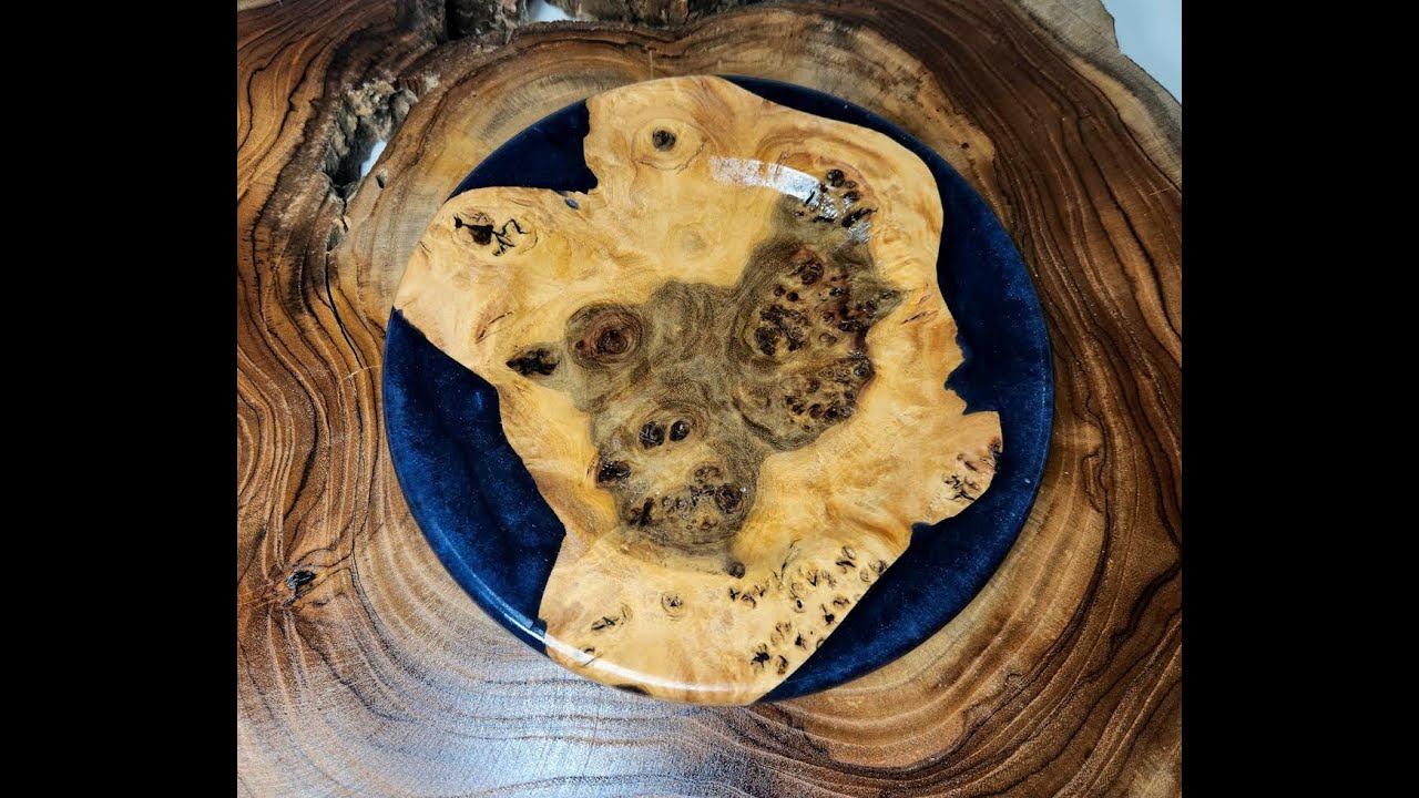 Teak Burl in Blue - Woodturning (ASMR)