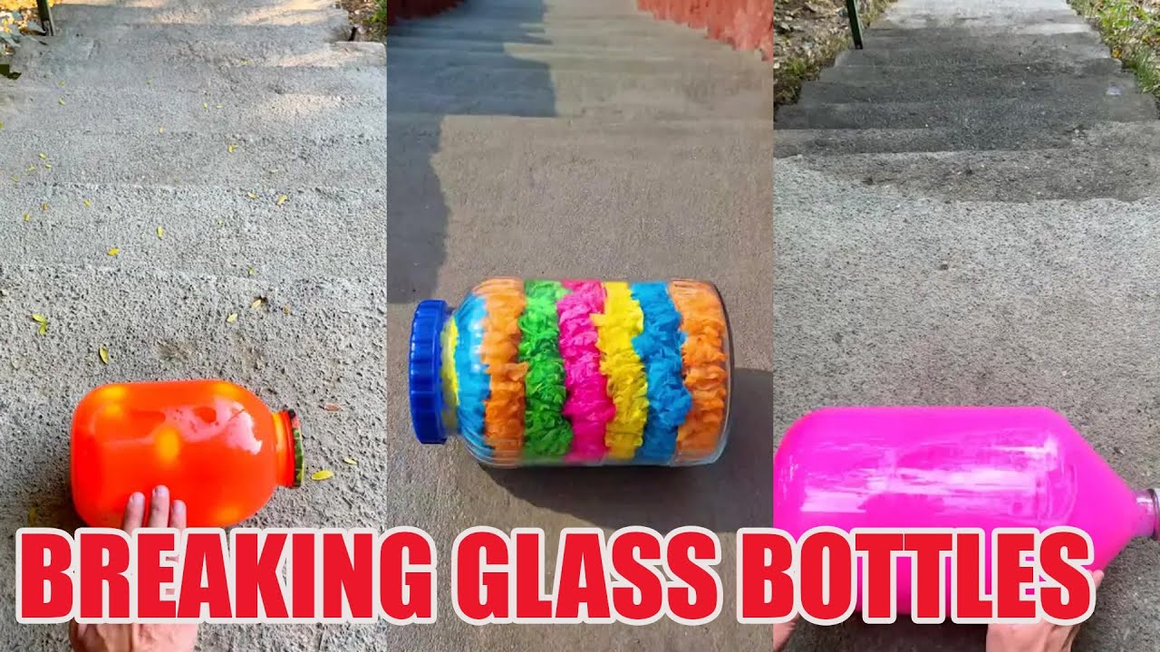 Breaking Glass Bottles and Balloon Drops 🔥 Crushing Crunchy & Soft Things #asmr #satisfying