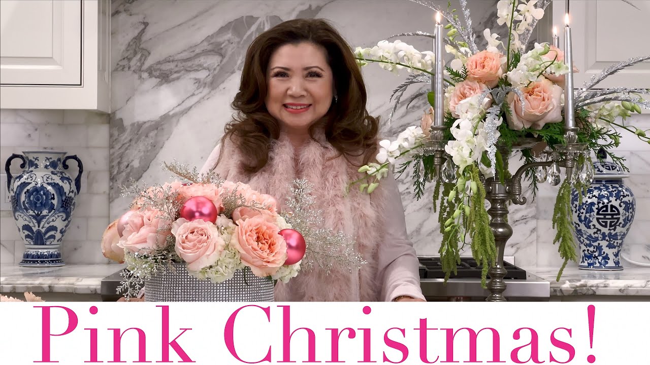 🎀Pink + Sparkle = Holiday Wow! 2 Luxury Pink Christmas Floral Arrangements 🎀