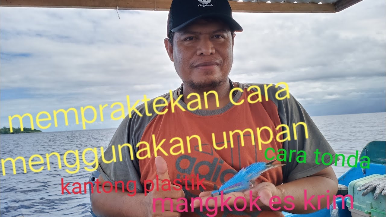 Mempraktekan cara menggunakan umpan dari mangkok es krim,kantong plastik dan tonda