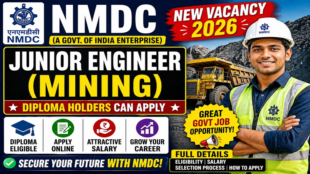 NMDC Vacancy 2026 🔥 Junior Engineer (Mining) | Diploma Holders Apply Now #vacancy2026