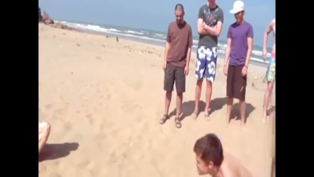 Space hopper dueling at the beach with sound effects