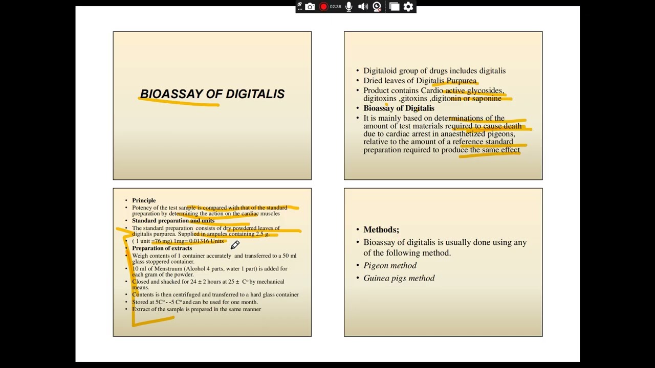 Bioassay of digitalis by two  methods; pigeon method and guinea pigs method
