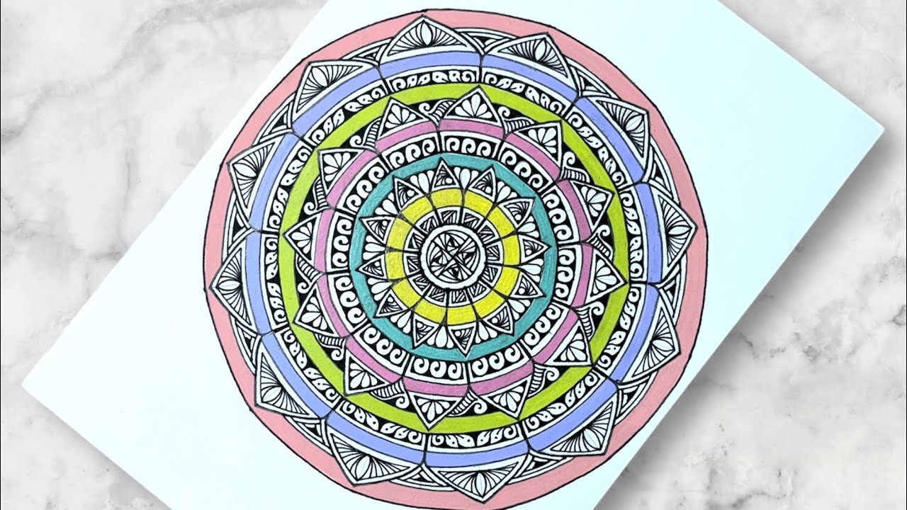 Pastel Mandala Art Drawing | How to Draw Mandala Art For Beginner | Easy Mandala Tutorial #video 