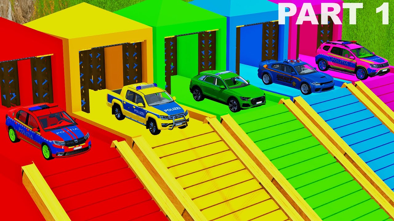 AUDI, VOLSKWAGEN,TRANSPORTING DUSTER LOGAN POLICE CAR WITH MAN GOOD TRUCKS  ! FS22 - part 1