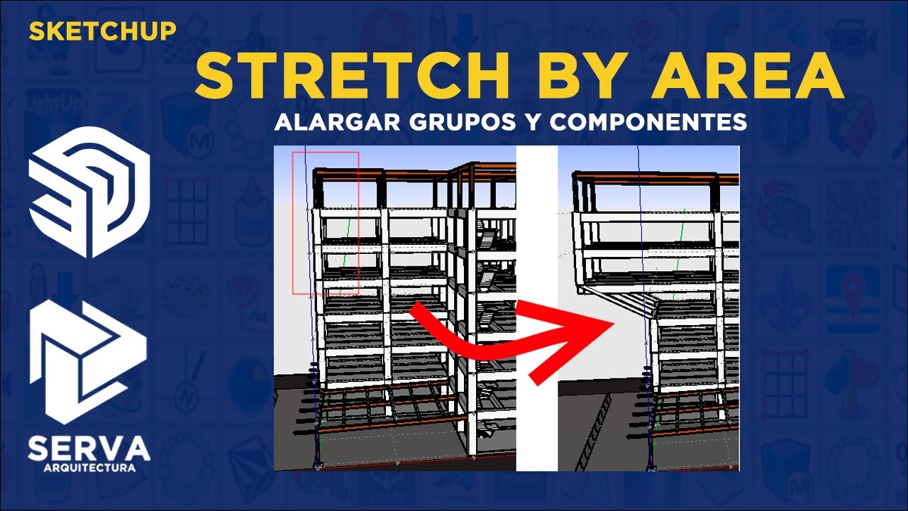 STRETCH BY AREA 🚀 | SKETCHUP PLUGIN:   | Alargar Grupos o Componentes Fácilmente