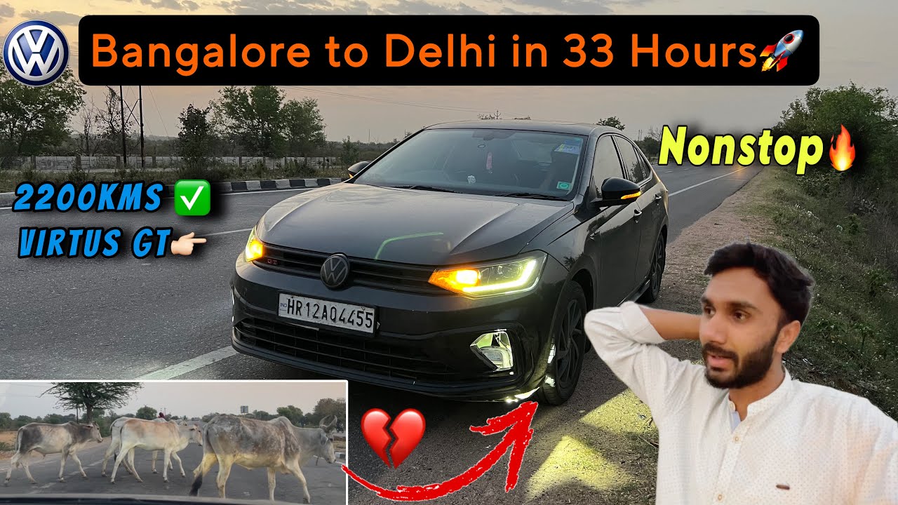 Virtus ko Lekar 33 Ghanto mein Bangalore Se Delhi Aagye🔥| Nonstop🚀  #vw #volkswagen #virtus #service