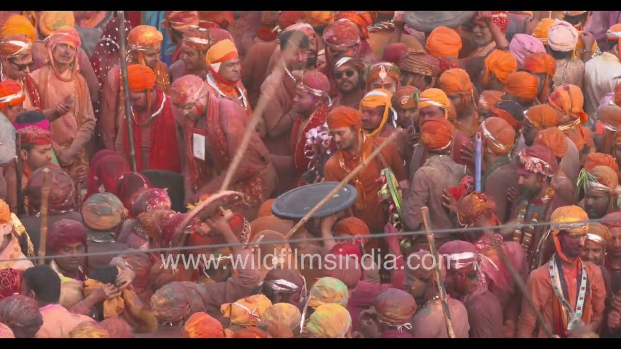 World famous Lathmar Holi festival in Vrindavan