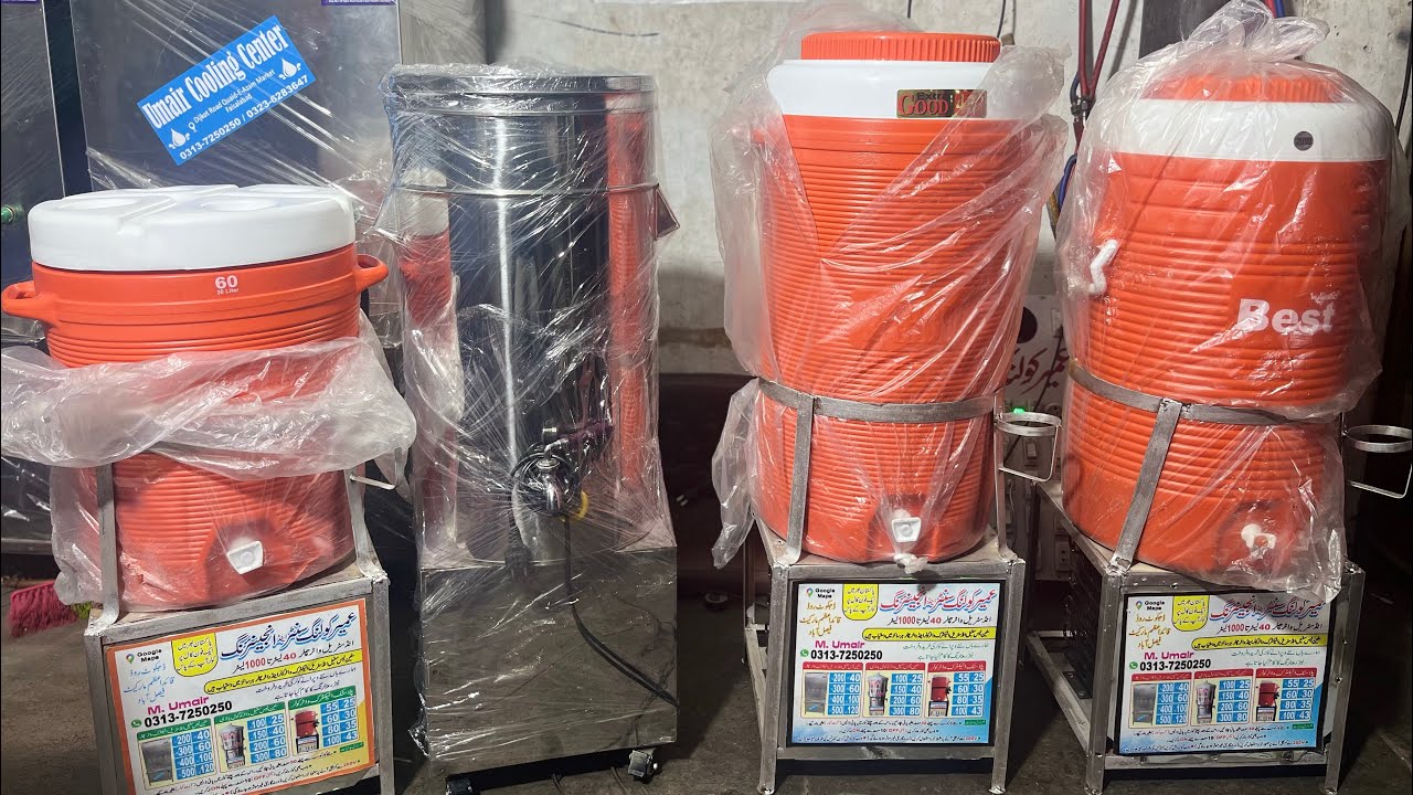 Electric water cooler steel body and plastic body Umair Cooling Center Faisalabad 03137250250￼￼