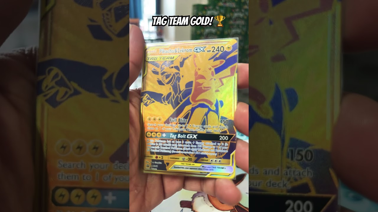 Shock and Awwww ⚡🥇 | Tag Team Gold! #pokemon #pokemoncards #pokemontcg #pikachu #zekrom #gold