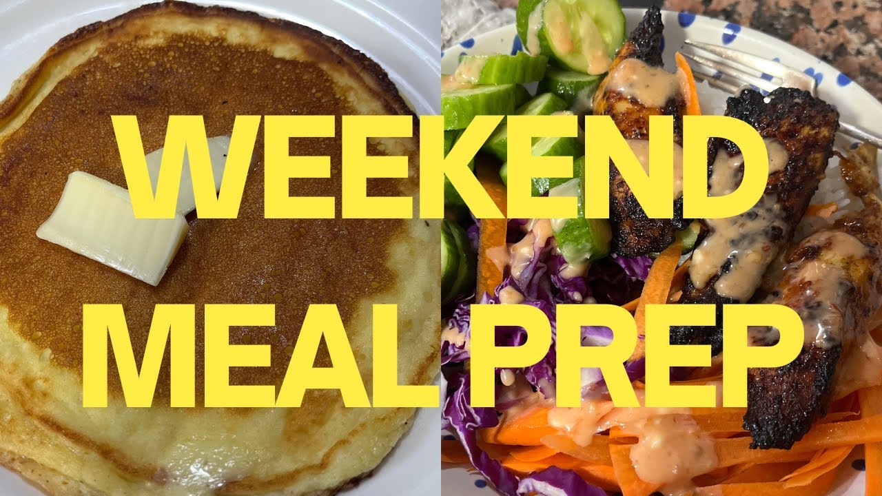 cozy weekend meal prep | easy meatballs, single-serve protein pancake, bang bang chicken