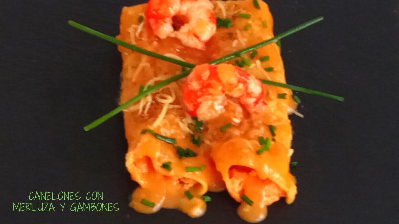 🐟🦐Canelones de Merluza y Gambas✅  #canelones #merluza #gambas