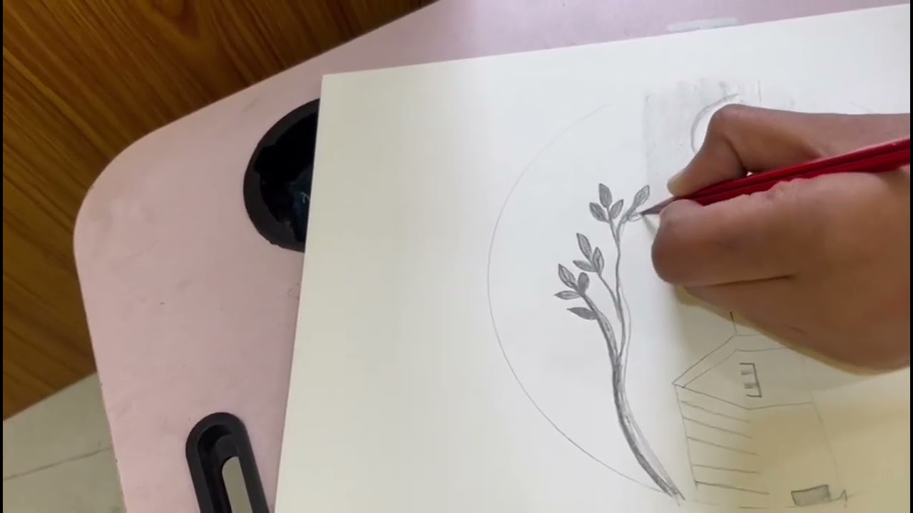 peaceful village scenery drawing 
