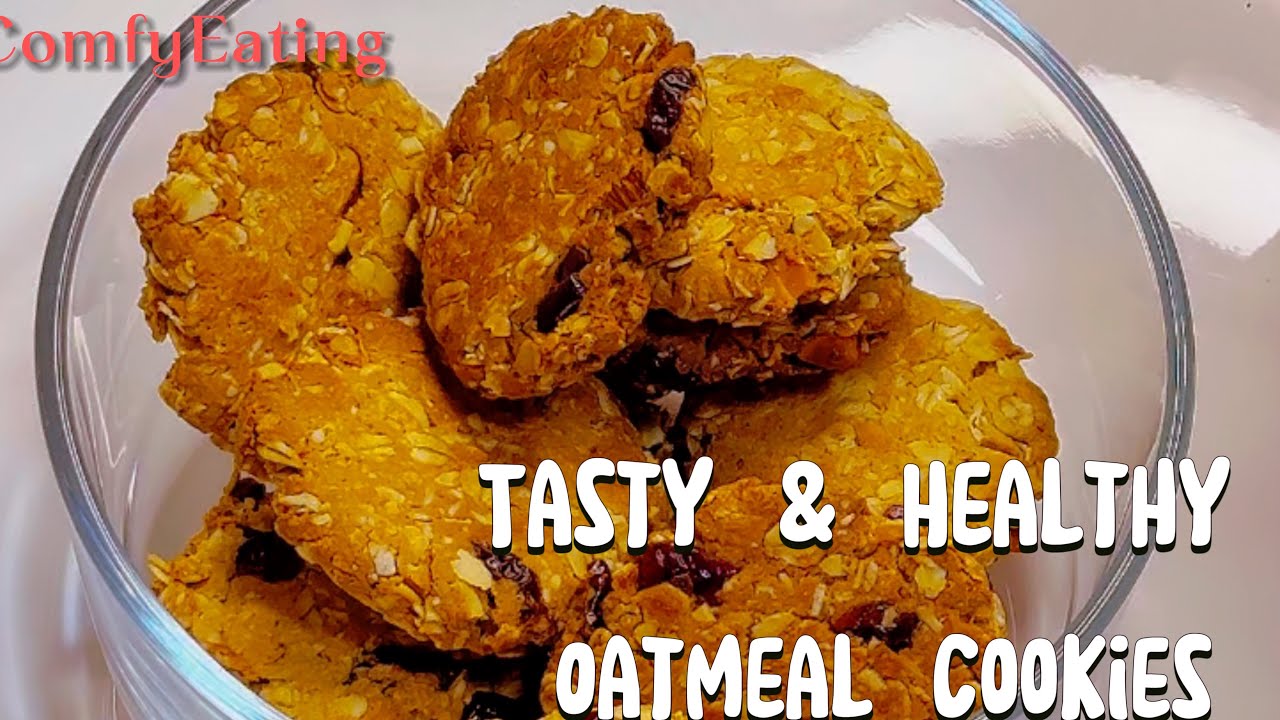 Super Easy Healthy & Tasty Oatmeal Cookies Recipe | Wheat Oats Cookies | Oats Biscuits | ComfyEating