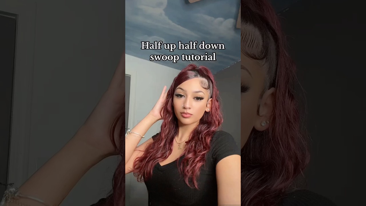 Half up half down with swoop tutorial! #halfuphalfdownhairstyle #wavyhair #redhair #swoop