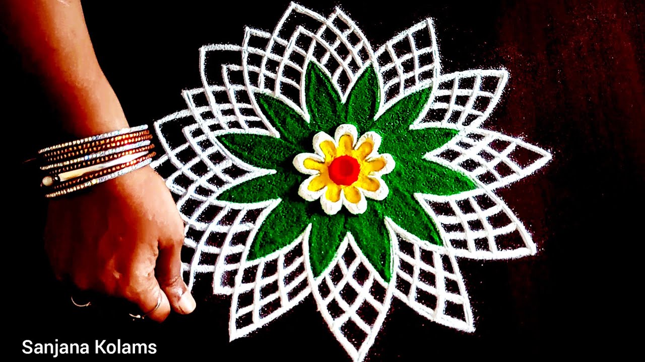4108🌺Deepavali special easy Simple Beautiful and Traditional KambiKolam🌺BegginersRangoli🌺Fridaymuggu