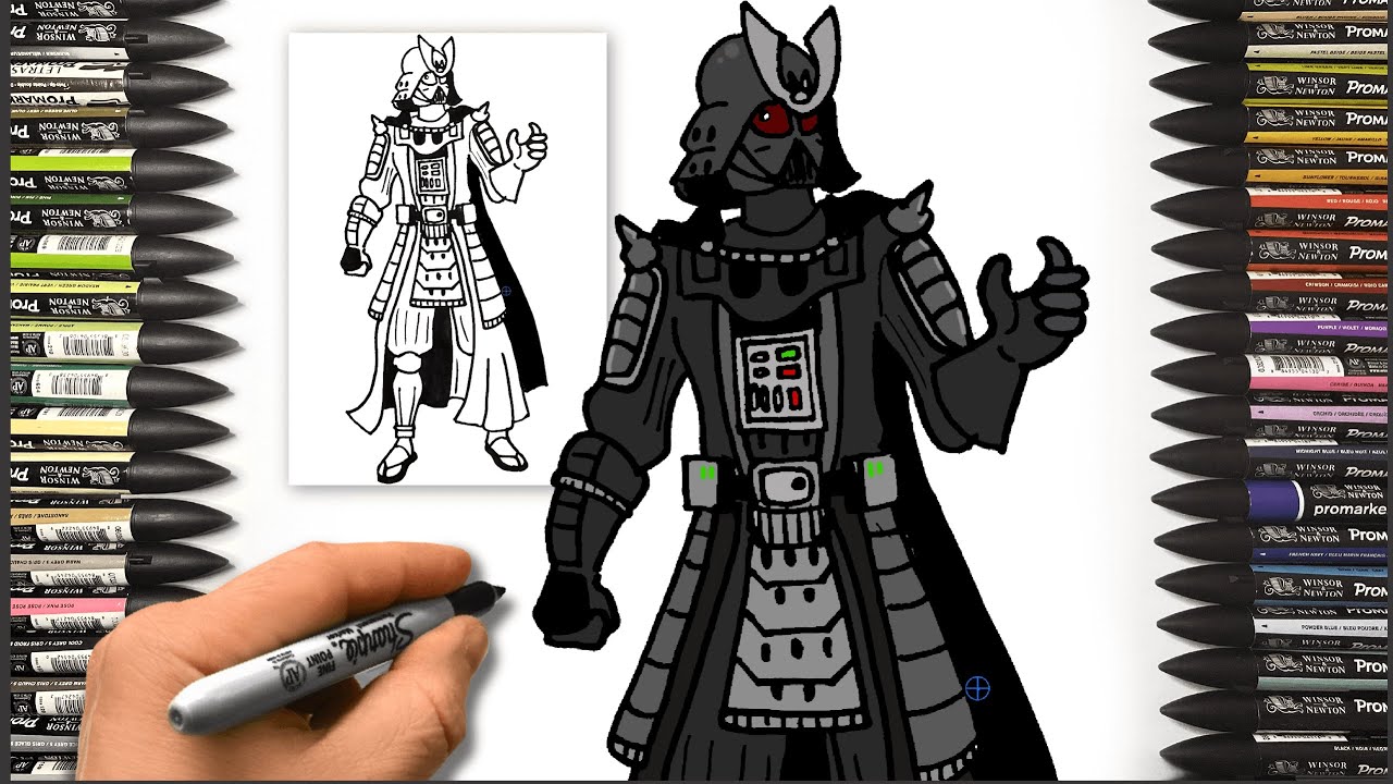 Как нарисовать самурая Дарта Вейдера | Fortnite x Star Wars | Пошаговое руководство по рисованию