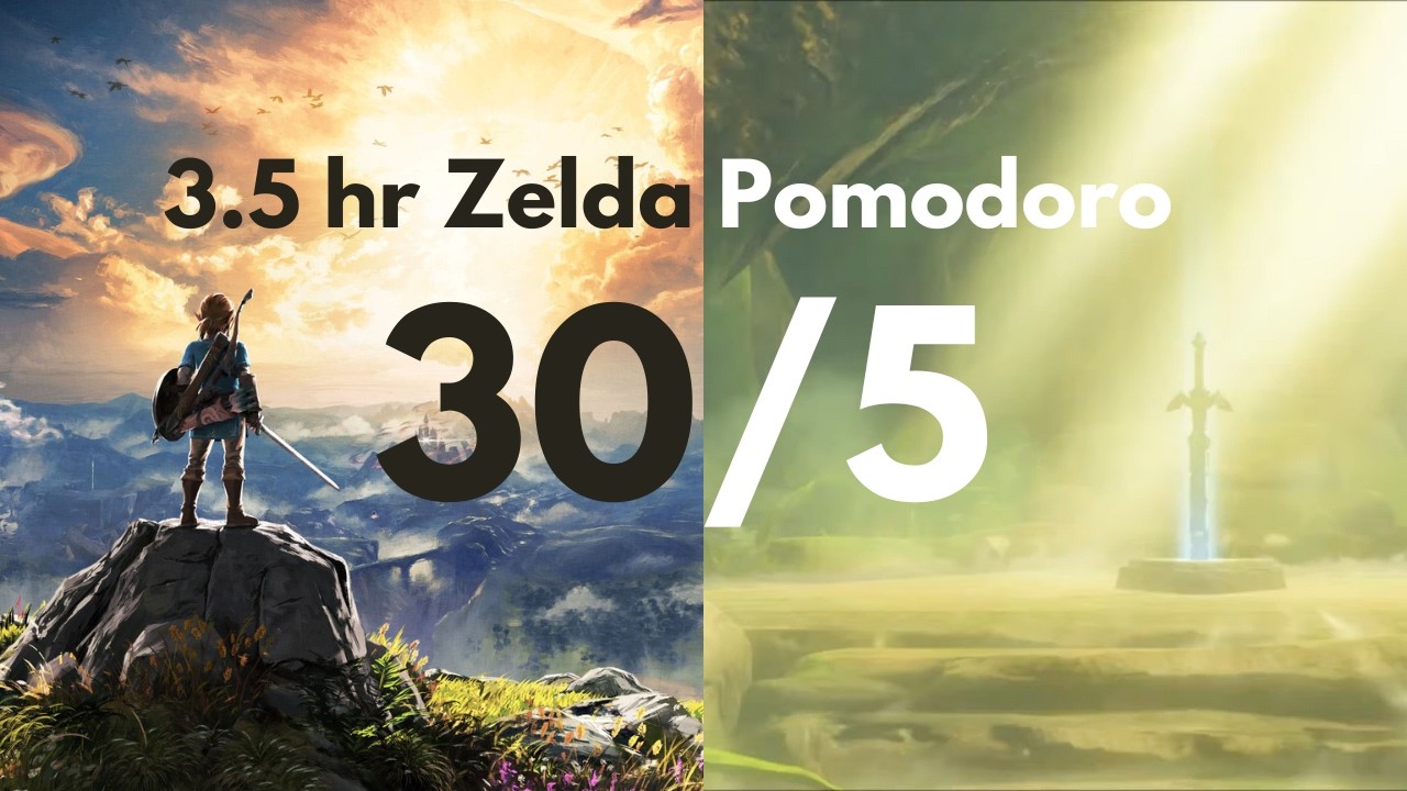 3.5 Hour Zelda Pomodoro Timer | 30/5 Work/Study | 6 Cycles with Game Music