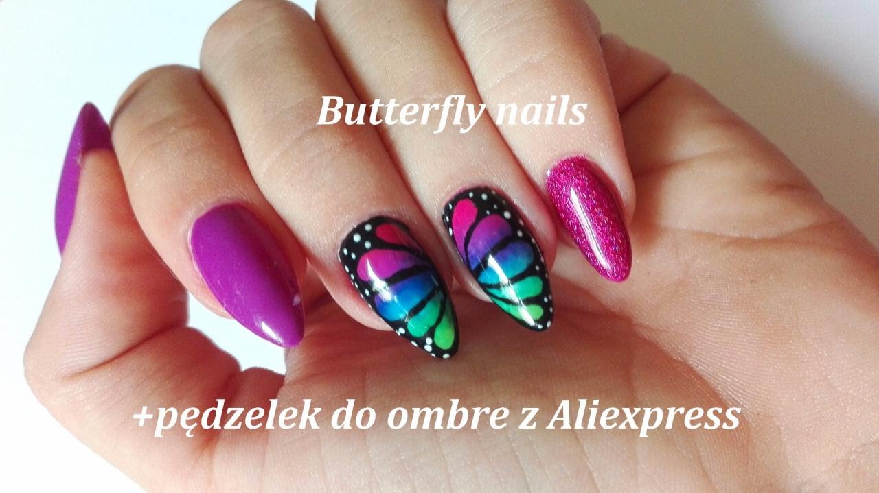 Butterfly nails + pędzelek do ombre z Aliexpress | Semilac, CND z Aliexpress | Paulie Nails