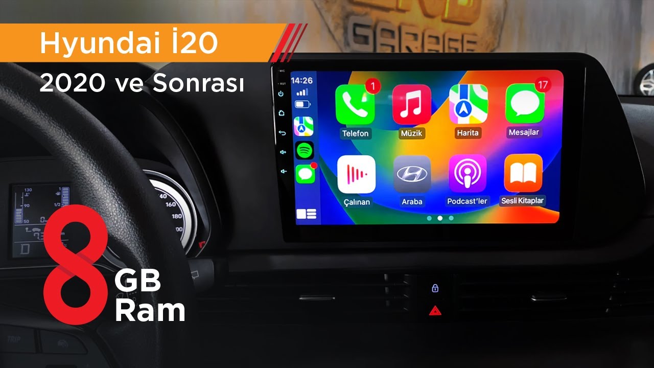 Hyundai İ20 2020 ve sonrası 8 GB RAM Kablosuz Carplay Android Multimedya Geri Görüş-COMWEGEN