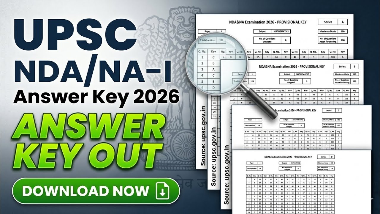 UPSC NDA/NA-I Answer Key 2026 | NDA 1 Answer Key 2026 Kaise Check Kare | NDA Response Sheet 