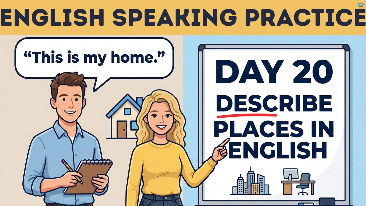 English Speaking Practice: Describe Places (Home, City, Office) | Day 20 Challenge for Beginners