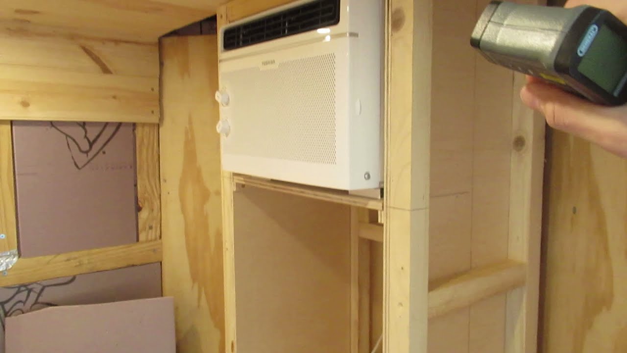 Window AC Installed on Cargo Trailer Camper Conversion